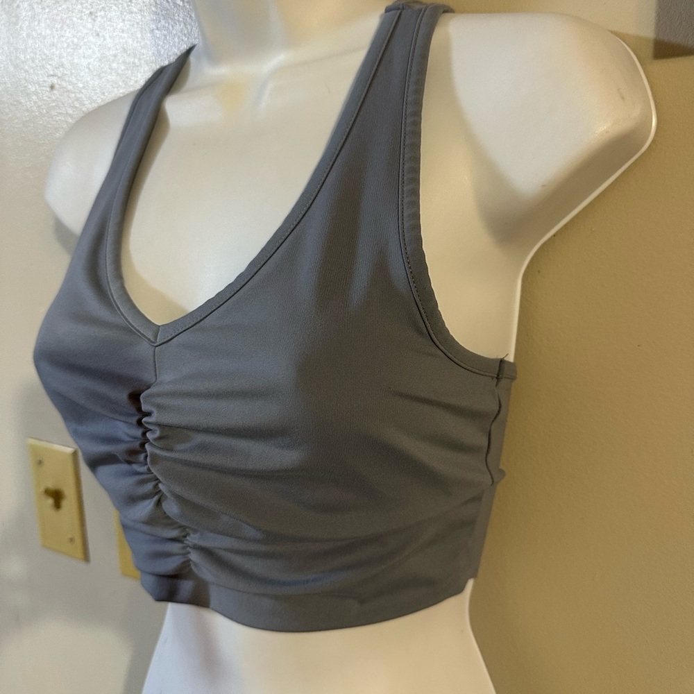 Gray Ruched Crop Top - Picture 3 of 4